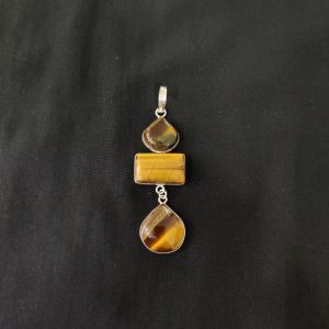 1 Piece Gemstone Pendant Silver Finish | Tiger eye Centre Pendant 1 to 2.5 Inch | For Necklace Making