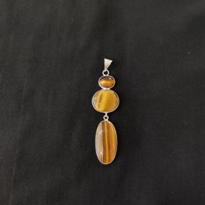 1 Piece Gemstone Pendant Silver Finish | Tiger eye Centre Pendant 1 to 2.5 Inch | For Necklace Making