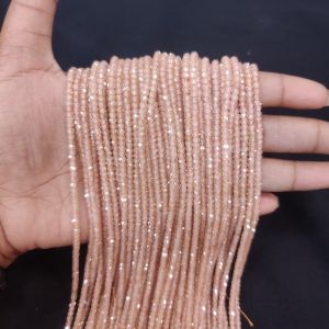 Navrabeads Beige Cubic Zirconia Beads String 2x3mm – Premium CZ Faceted Crystal Spacer Beads, 14 Inch Strand, 135 Beads for Jewelry Making, Bracelet, Necklace & Earring Design