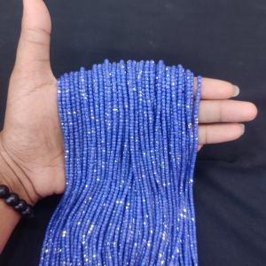 Navrabeads Sapphire Blue Cubic Zirconia Beads String 2x3mm – Premium CZ Faceted Crystal Spacer Beads, 14 Inch Strand, 135 Beads for Jewelry Making, Bracelet, Necklace & Earrings