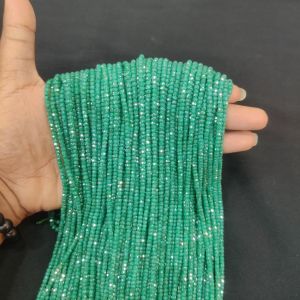 Navrabeads Emerald Green Cubic Zirconia Beads String 2x3mm – Premium CZ Faceted Crystal Spacer Beads, 14 Inch Strand, 135 Beads for Jewelry Making, Bracelet, Necklace & Earrings