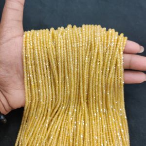 Navrabeads Yellow Cubic Zirconia Beads String 2x3mm – Premium CZ Faceted Crystal Spacer Beads, 14 Inch Strand, 135 Beads for Jewelry Making, Bracelet, Necklace & Earrings