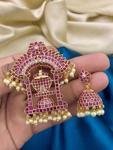 Jadau Replica Pendant, Real Kemp Pendant, Pancha Naga Linga