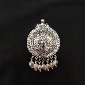 Oxidised pendant with charm drops