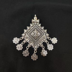 Oxidised pendant with charm drops