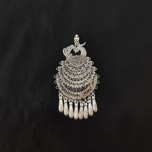 Oxidised pendant with charm drops