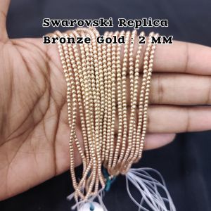 2mm Bronze Gold Swarovski Replica Pearls (Good Shine) – Approx 100–106 Beads | 15-Inch String for Jewellery Making