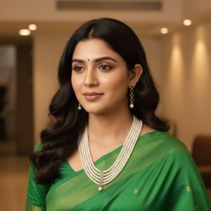 Navrabeads Kundan Pendant Necklace with Swarovski Replica Pearls – 5 Layer Green Beaded Jewellery 20 Inch | Elegant Bridal, Wedding & Festive Wear for Women