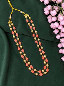 Navrabeads Tulip Necklace with Swarovski Pearl – 2 Layer Beaded Jewellery 20 Inch Elegant Pearl Necklace | Stylish Party, Festive & Wedding Wear for Women