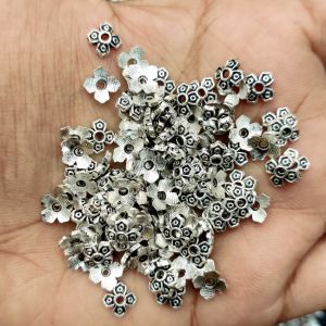 Metal Beads,Silver,flower, 6mm,Pack Of 50 Grams