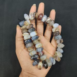 Natural Agate Rondelle/Disc Shape - Light Brown And Light Grey