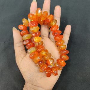 Natural Agate Rondelle/Disc Shape - Orange