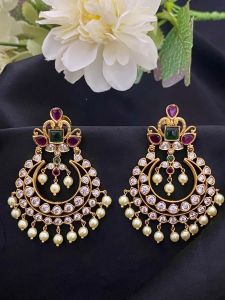 Navrabeads CZ Stone Earrings – Ruby Pink, Green & White Mixed Stones | Elegant Party, Festive & Wedding Wear Jewellery for Women