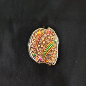 Onyx Pendant features a Tanjore painting on Onyx Stones detailed with gold foil borders
