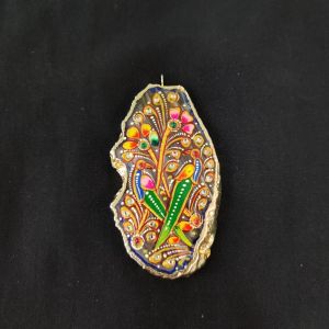 Onyx Pendant features a Tanjore painting on Onyx Stones detailed with gold foil borders