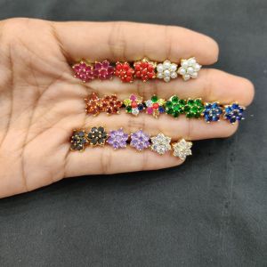 AD Flower earrings,Assorted, Pack of 10 pairs