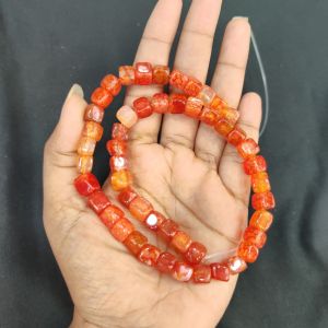 Natural Square Agate Beads, 8mm,Orange (Double Shade)