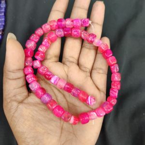 Natural Square Agate Beads, 8mm, pink