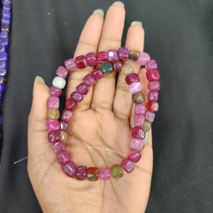 Natural Square Agate Beads, 8mm, Multicolor