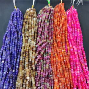 5 Lines Assorted Square Agate Beads, 8mm, approx 
