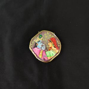 Onyx Pendant features a Tanjore painting on Onyx Stones detailed with gold foil borders