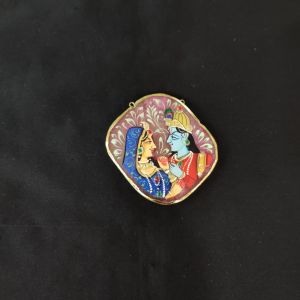 Onyx Pendant features a Tanjore painting on Onyx Stones detailed with gold foil borders