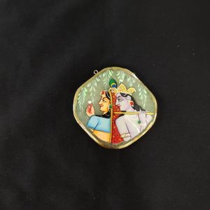 Onyx Pendant features a Tanjore painting on Onyx Stones detailed with gold foil borders