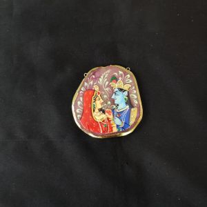 Onyx Pendant features a Tanjore painting on Onyx Stones detailed with gold foil borders