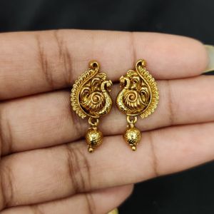 Antique Gold Finish Peacock Earrings