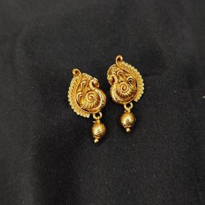 Antique Gold Finish Peacock Earrings