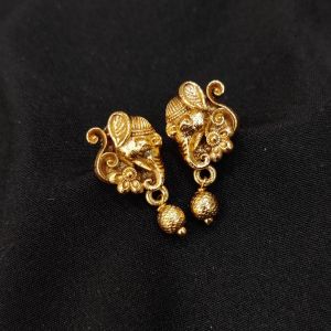 Antique Gold Finish Elephant Earrings