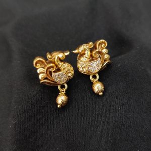Antique Gold Finish Peacock Earrings