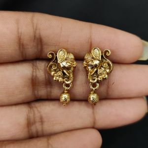 Antique Gold Finish Elephant Earrings