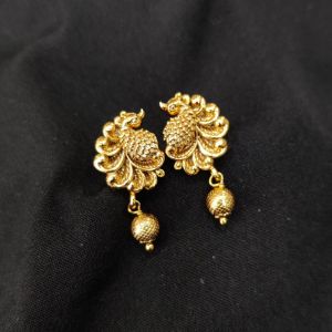 Antique Gold Finish Peacock Earrings