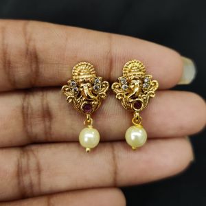 Antique Gold Finish Elephant Earrings