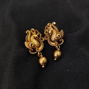 Antique Gold Finish Peacock Earrings