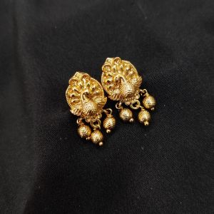 Antique Gold Finish Peacock Earrings