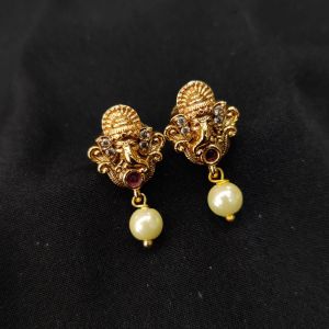Antique Gold Finish Elephant Earrings