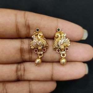 Antique Gold Finish Peacock Earrings