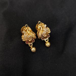 Antique Gold Finish Peacock Earrings
