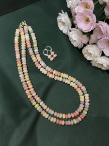  Double Layer Glass Bead Rondelle Necklaces, MultiColour