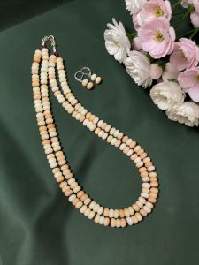  Double Layer Glass Bead Rondelle Necklaces, Orange Double Shade