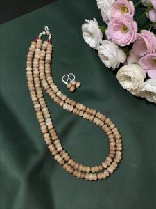  Double Layer Glass Bead Rondelle Necklaces, Brown