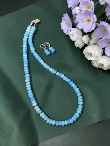 Glass Bead Rondelle Necklaces, Sky Blue
