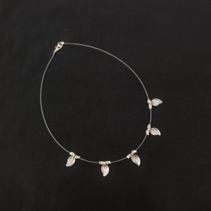 Navrabeads Invisible Necklace with Metal Leaf Charms | Minimal Transparent Thread Necklace with Elegant Hanging Leaves for Daily, Party & Layered Wear