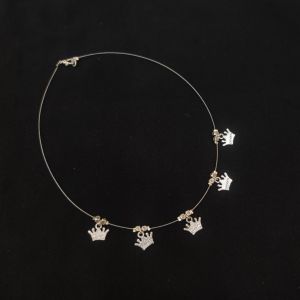 Navrabeads Invisible Necklace with Crown Metal Charm | Minimal Transparent Thread Necklace with Elegant Crown Pendant for Daily, Party & Layered Wear