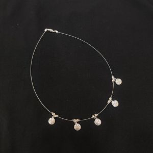 Navrabeads Invisible Necklace with Crown Metal Charm | Minimal Transparent Thread Necklace with Elegant Crown Pendant for Daily, Party & Layered Wear