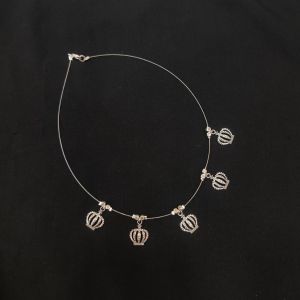 Navrabeads Invisible Necklace with Crown Metal Charm | Minimal Transparent Thread Necklace with Elegant Crown Pendant for Daily, Party & Layered Wear