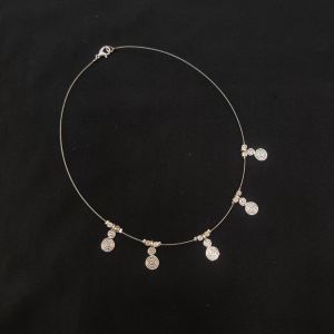 Navrabeads Invisible Necklace with Crown Metal Charm | Minimal Transparent Thread Necklace with Elegant Crown Pendant for Daily, Party & Layered Wear