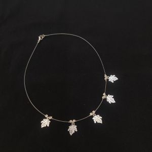 navrabeads invisible necklace with leaf clover charms transparent thread lucky jewellery